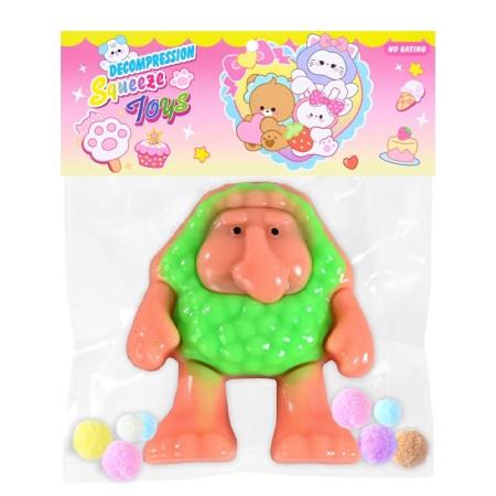 Jucarie Antistres Squishy, Flippy, Model Omul Pesterii, cu Revenire Lenta, din TPR, 12 x 11 x 3 cm, Multicolor