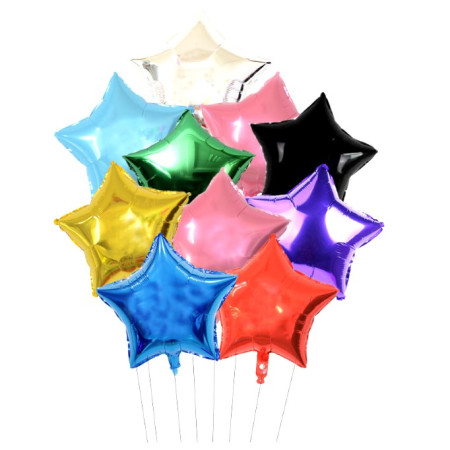 Balon din Folie Metalizata, Flippy, Figurina Stea, Model Simplu, Tematica Aniversare, 40 cm, Ambalaj Individual, Pai Inclus, Umflare cu Aer sau Heliu, Albastru