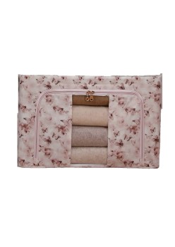 Cutie Depozitare, Flippy, 66L, din Material Textil, 50 x 40 x 33 cm, pentru Haine si Lenjerii, Model Fluturasi, Roz/Gri