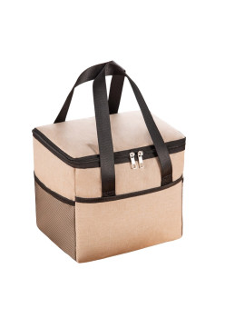 Geanta Termica Flippy pentru Pranz, Compartimente Telefon si Tacamuri, Multifunctionala, Impermeabila, 24x18x21 cm, Crem