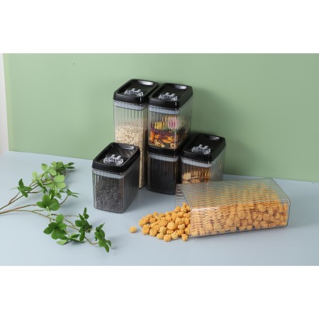 Container Borcan pentru Alimente, Flippy, din Plastic, 1.5l, Transparent, Model Abstract