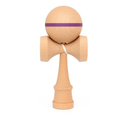 Jucarie Interactiva Kendama, Flippy, din Lemn, 18 cm, Joc de Indemanare pentru Copii si Adulti, Model cu Dunga, Mov
