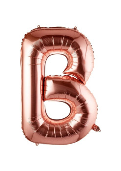 Balon Folie Metalizata Litera B, Flippy, 100 cm, Umflati cu Heliu sau Aer, Ambalaj Individual, Pai inclus, Rose Gold