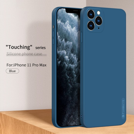 Husa protectie compatibila cu Apple iPhone 11 Pro Max Liquid Silicone Case Albastru inchis