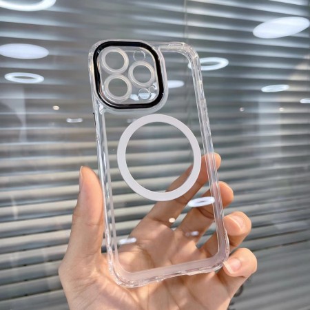 Husa MagSafe Silicone pentru iPhone 12, Flippy, Transparenta, Magnetica, Extra Protectie Camera Negru