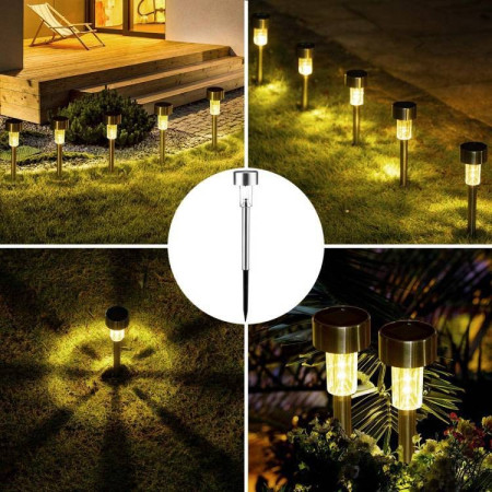 Lampă Solară LED pentru Grădină - Iluminare Alb Cald, Design Modern, Rezistentă la Intemperii, 36.5 cm, Argintie