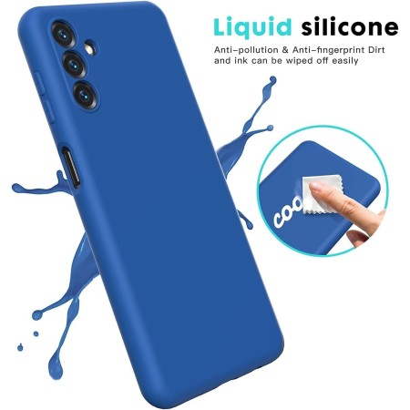 Husa de Protectie, Flippy, pentru Samsung Galaxy A35, Liquid Silicone, cu Microfibra pe Interior, Protectie Antisoc, Compatibil Incarcare Wireless, Albastru