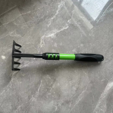 Set 4 Unelte de Grădină din PVC Carbon, 43x11 cm, Plantare și Îngrijire, Negru/Verde – Greblă, Săpăligă, 2 Lopeți