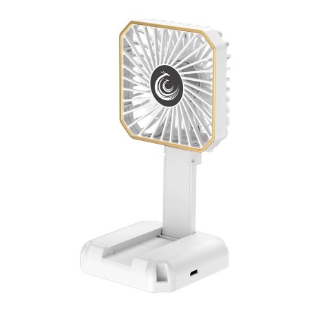 Ventilator Portabil, Flippy, de Gat, de Birou, Suport Telefon, 14 x 7 cm, Incarcare USB, din ABS, 3 Viteze, Alb