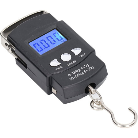 Cantar Digital de Mana, Capacitate 50 kg, Metru Incorporat, 20.5 x 6 x 2.5 cm, Negru