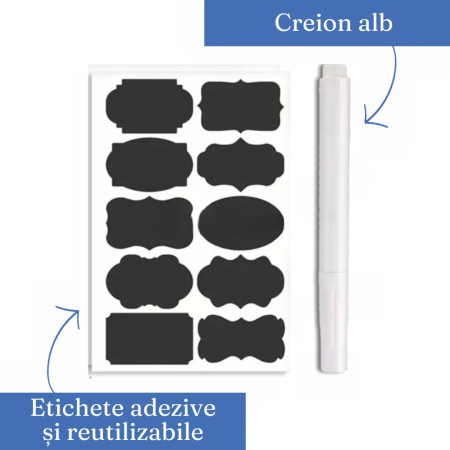 Set 7 Recipiente Organizare Alimente, Flippy, Inchidere Etansa, Etichete Reutilizabile, Cupe Masurare, 4 Dimensiuni Diferite, din Plastic Dur, Transparent