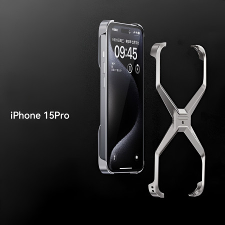 Husa Armor X Compatibila cu iPhone 15 Pro, Flippy, Aliaj de Aluminiu, Antisoc, Antizgarieturi, Impermeabila, Margini cu 2 Straturi, Aderent, Montare Usoara, Surubelnita Inclusa, Gri Metalizat