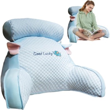Pernă CozyBack, Suport Lombar și Spătar pentru Pat, Material Moale din Plus, Model Elefant, 60x40 cm, Albastru