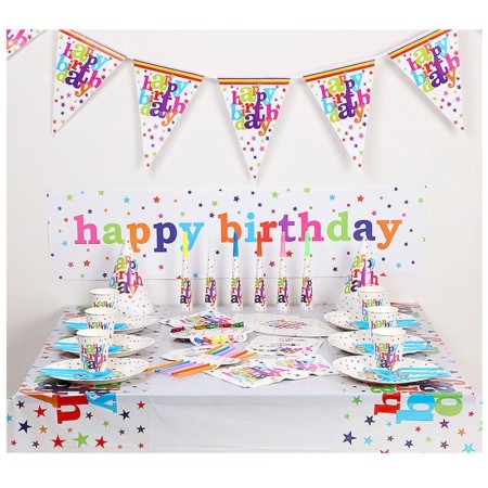 Fata de Masa Dreptunghiulara, Flippy, Colectia Happy Birthday, 180 x 108 cm, din Plastic PE, Impermeabila, Multicolor