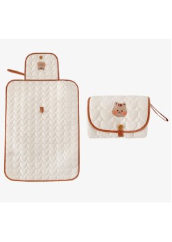 Patura Multifunctionala pentru Schimbat Pampers, Flippy, Rezistenta la Apa, Model Veverita, 50x70 cm, Bej