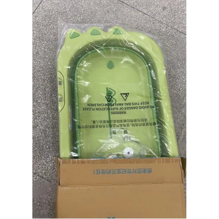 Cada Pliabila pentru Baie, Flippy, din PP+TPR, pentru Copii 0-6 Ani, Model Crocodil, Dop de Scurgere, 80x54x21 cm, Verde