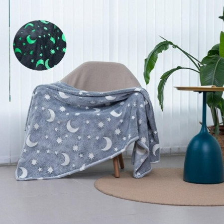 Patura Fosforescenta, Flippy, Moale, Pufoasa, Lumineaza in Intuneric, 1.5x2 m, Model Cer Instelat, Gri