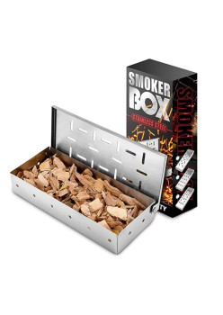 Cutie de afumator pentru gratar Flippy, Inox, 9.6x4.4x22.2 cm, Argintiu