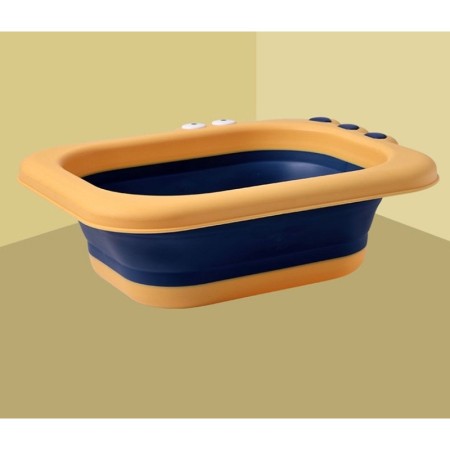 Lavoar Pliabil, Flippy, pentru Copii, din PP/TPE, Portabil, Model Crocodil, 30x24.5x9 cm, Galben/Albastru