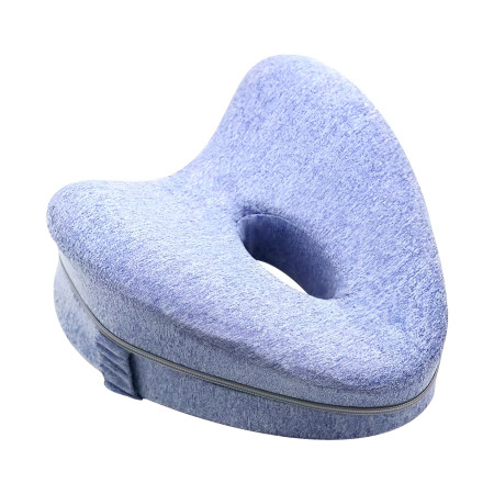 Pernă Ortopedică pentru Picioare, Suport Ergonomic în Formă de Inimă, Spumă cu Memorie, Curea Anti-Cădere, 25x23x13 cm, Albastru