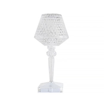 Lampa de birou pe LED RGB 16, Flippy, dimmer tactil, 3 nivele de intensitate, incarcare USB, 3W, Cristal Acrilic, cu telecomanda, forma pahar, transparent