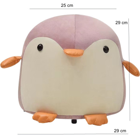 Taburet FunPingu, Cadru din Lemn Masiv, Pernă Moale din Burete, Mâner pentru Transport, Design Jucăuș, 25 x 29 x 29 cm, Roz