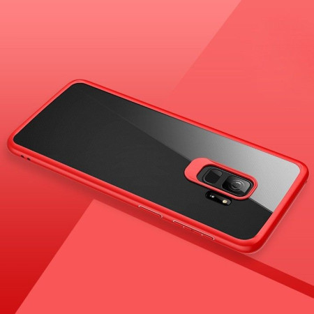 Husa Samsung Galaxy S9 Tpu Transparent cu margini colorate rosu