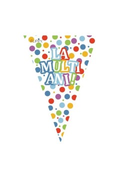 Set 10 Stegulete Tip Banner, Flippy, Colectia LA MULTI ANI , 270 cm Lungime, din Hartie Cretata, Multicolor