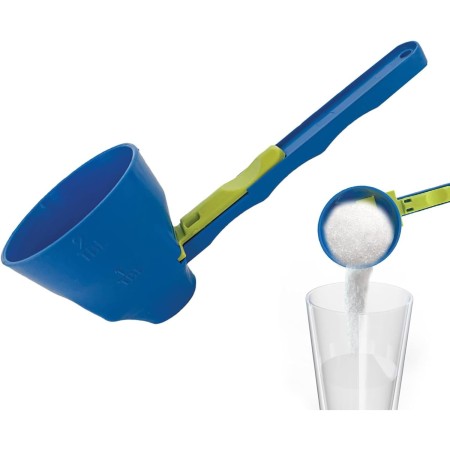 Lingura Gradata, Flippy, Tip Palnie, din Plastic, Coada Lunga, 8 x 8 x 3 cm, Albastru/Verde