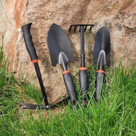 Unelte Grădină, Set 7  pentru Plantare și Îngrijire, PVC + Carton, 31.5 x 8 cm, Negru