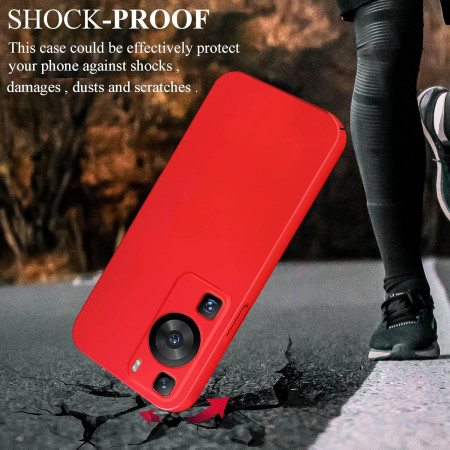 Husa de Protectie, Flippy, pentru Huawei P60 Pro, Liquid Silicon, cu Microfibra pe Interior, Protectie Antisoc, Compatibil Incarcare Wireless, Rosu
