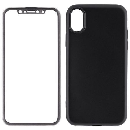 Husa Apple iPhone X Full Silicone 360 Negru + Folie de protectie