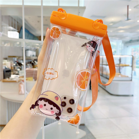 Husa subacvatica Fruity Waterproof Flippy, Snowproof, Universala, Impermeabila, cu Snur, pentru telefon sau documente, Orange Girl 2, Oranj