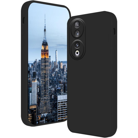 Husa de Protectie, Flippy, pentru Honor 90, Liquid Silicone, cu Microfibra pe Interior, Protectie Antisoc, Compatibil Incarcare Wireless, Negru