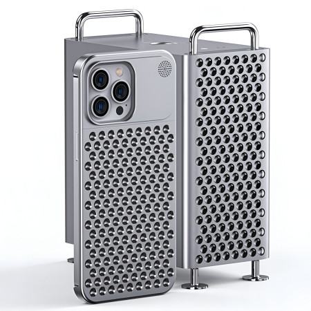 Husa Aromaterapia Compatibila cu iPhone 15 Pro Max, Flippy, Antisoc, Antizgariere, Protectie Camera si Supraincalzire, din Aliaj de Aluminiu, Argintiu