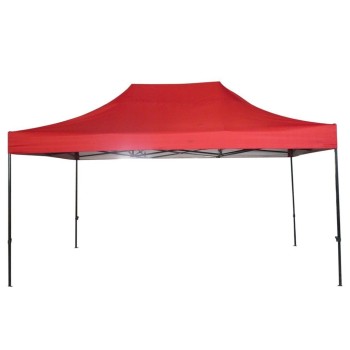 Cort Pavilion Pliabil 3x4.5m Roșu, Cadru Metalic, Prelată Impermeabilă, pentru Curte, Grădină, Evenimente