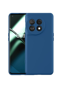 Husa de Protectie, Flippy, pentru OnePlus 11 5G, Liquid Silicone, cu Microfibra pe Interior, Protectie Antisoc, Compatibil Incarcare Wireless, Albastru