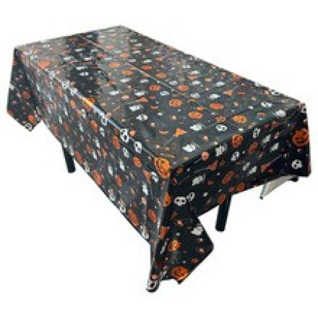 Fata de Masa, Flippy, din Folie, Imprimeu Halloween - Boo, 137 x 274 cm, Negru