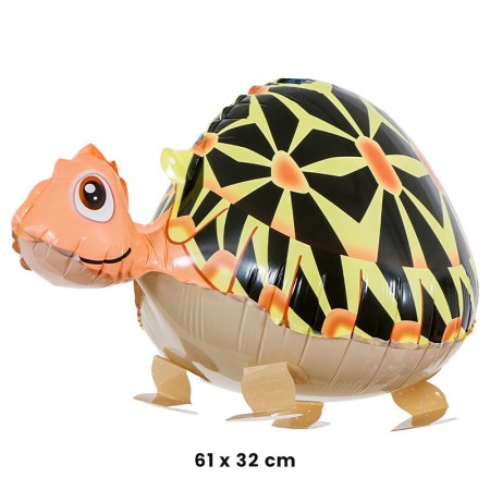 Balon din Folie Metalizata, Flippy, Figurina Animata, Model Broasca Testoasa, 61x32 cm, Ambalaj Individual, Pai Inclus, Umflare cu Aer sau Heliu, Multicolor