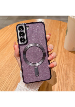 Husa de Protectie 2 in 1, Flippy, pentru Samsung Galaxy S24, Glitter Chrome Magsafe, din TPU, Magnetica, cu Protectie Lentila, Mov