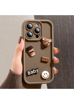 Husa de Protectie, Flippy, pentru Apple iPhone 16 Pro Max, Model Ursuleti 3D, Antisoc, Rezistenta la Impact, Protectie Camera, Maro