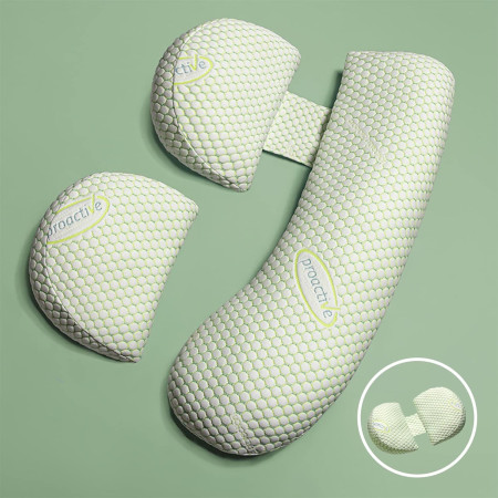 Set Pernă pentru Gravide ProActive, Design Reglabil în Formă de H și U, Husă Detasabilă, Spumă Moale, Lățime Ajustabilă, Verde