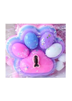 Jucarie Antistres Squishy, Flippy, cu Revenire Lenta, Model Labuta de Pisica, cu Pestisor, 220g, 12.5 x 10.5 cm Squeeze Pinch Family, Ambalaj Transparent, Roz-Multicolor