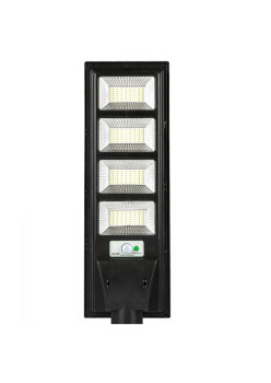Lampa solara stradala Flippy, cu telecomanda, senzor de miscare si lumina, suport prindere, 192 LED-uri, IP65, ABS, 8AH, 200W, temperatura culoare 6500K, 58.6x18.8x5 cm, autonomie 10-12 ore, negru