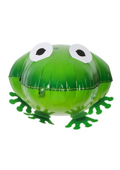Balon din Folie Metalizata, Flippy, Figurina Animata, Model Broasca, 53x40 cm, Ambalaj Individual, Pai Inclus, Umflare cu Aer sau Heliu, Verde
