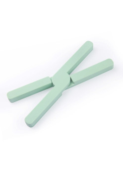 Suport pliabil din silicon pentru vase fierbinti Flippy, portabil, usor de depozitat, rezistent la temperaturi foarte ridicate, 14.5 x 7.5 x 1.6 cm, antialunecare, verde