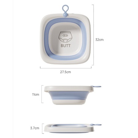 Cada Pliabila pentru Baie pentru Copii, Flippy, Cadita pentru Bebelusi, Model Patrat pentru Fundulet, Albastru, 32x27.5x3.7 cm, 4 L