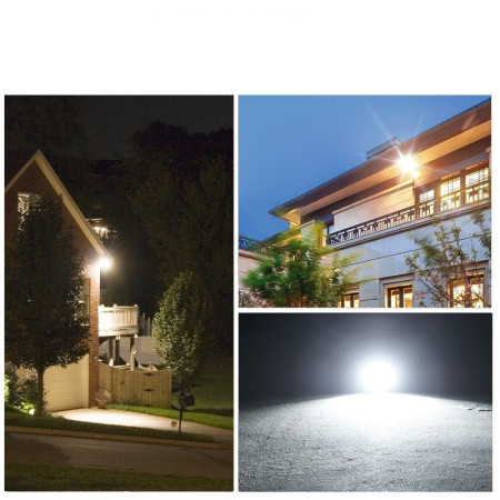 Set 2 proiectoare LED cu Panou Solar Flippy, Senzor de miscare, Telecomanda, Waterproof, 200 LED-uri incorporate, 65W, 24x18 cm, IP67, Design Modern, Negru