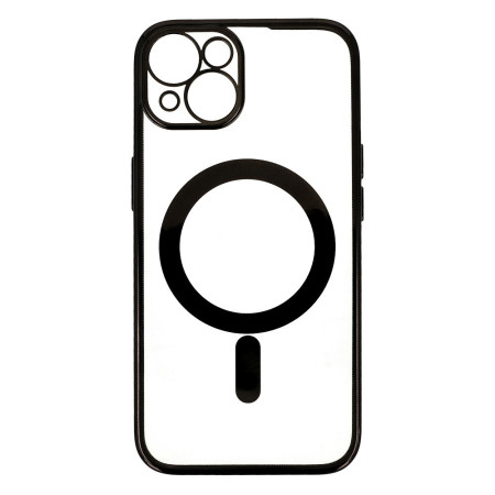 Husa MagSafe pentru Apple iPhone 13, Full Cover, Protectie camera, Margini colorate Electroplating, Magnetica, Incarcare Wireless, Flippy, Negru