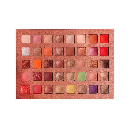 Paleta de farduri cu 40 de culori pigmentate, Roz cu sclipici,  Flippy
